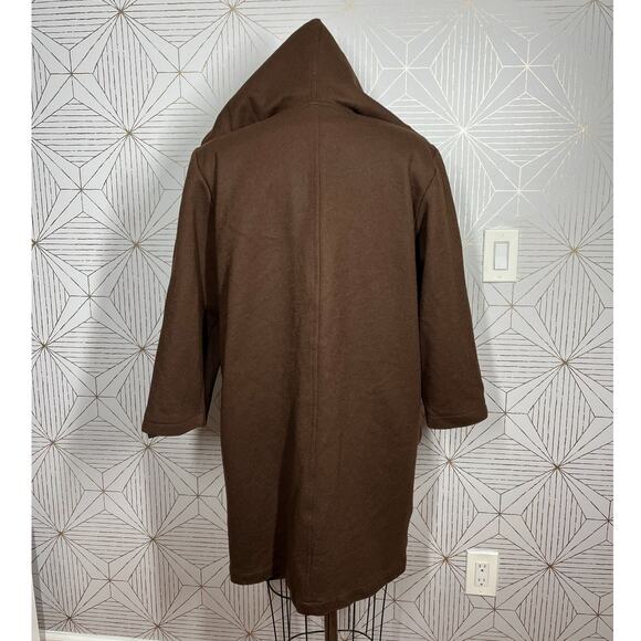 Mya Brown Wool ¾ Sleeve Wrap Hooded Oversized Coat with pockets M - Picture 5 of 16